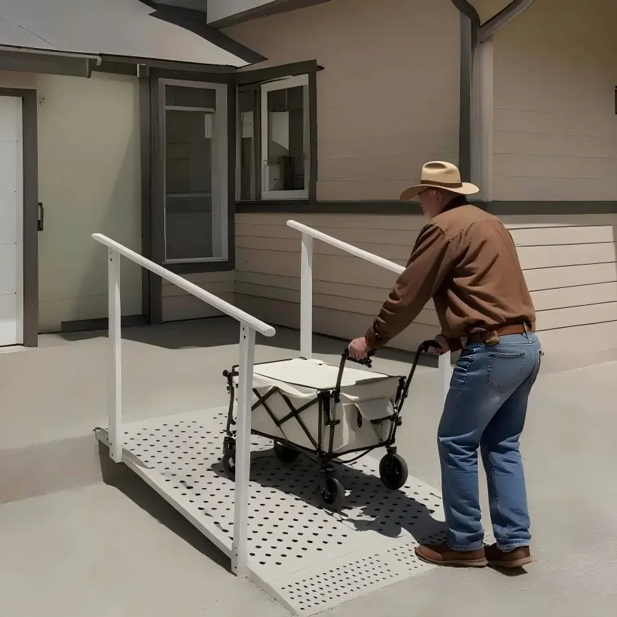 Foldable Labor-Saving Wheelchair Ramp with Handrail