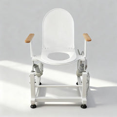 Single-Motor Electric Sit to Stand Lift Toilet Seat with Wooden Arms