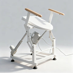 Single-Motor Electric Sit to Stand Lift Toilet Seat with Wooden Arms
