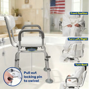 Cold-Proof 360° Swivel Shower Chair with Back And Arms