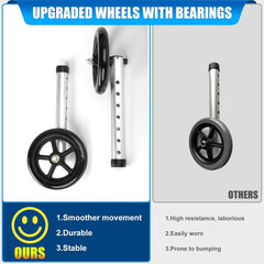 2 Pack Universal All Terrain Walker Wheel wih Bearings