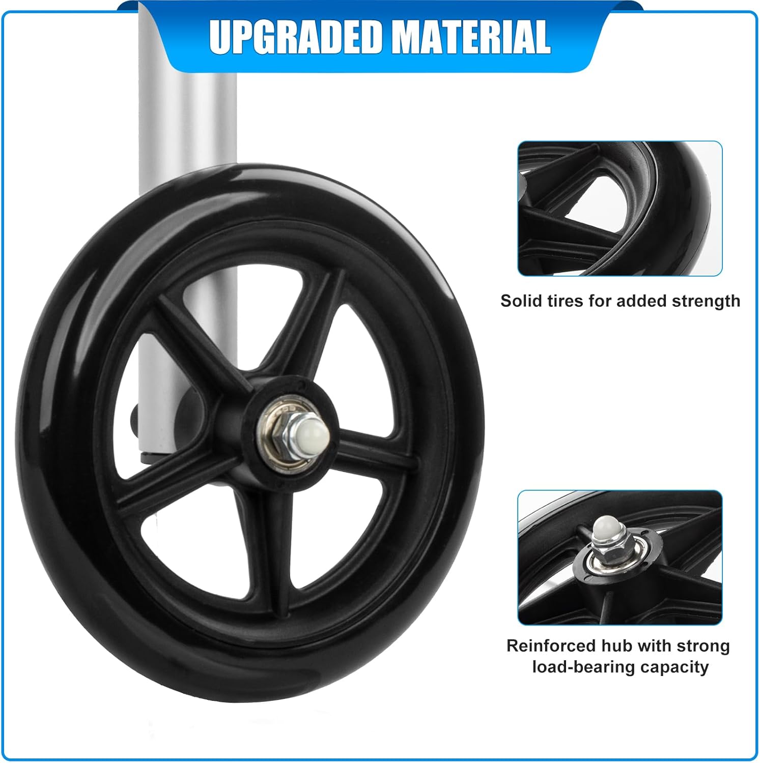 2 Pack Universal All Terrain Walker Wheel wih Bearings