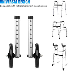 2 Pack Universal All Terrain Walker Wheel wih Bearings