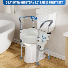 Adjustable 4.5" Raised Toilet Seat with Arms and Legs