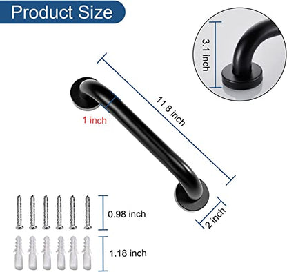 2 Pack 12 inch Bathroom Matt Black Grab Bars for Elderly for Wall