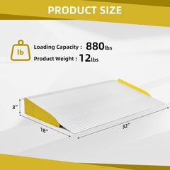 Curb Ramp for Sidewalk with Non-Slip Surface, 3 Inch Rise Threshold Ramp for Wheelchairs, Scooters, Power Chairs, 880 LBS Load Capacity
