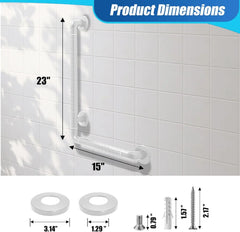 15x23 Inch L-Shaped Heavy Duty Non-Slip Wall Mount Handicap Grab Bar