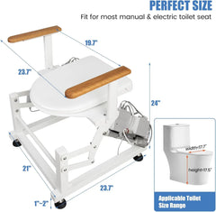 Single-Motor Electric Sit to Stand Lift Toilet Seat with Wooden Arms