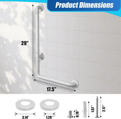 17.5x29 Inch L-Shaped Heavy Duty Non-Slip Wall Mount Grab Bar