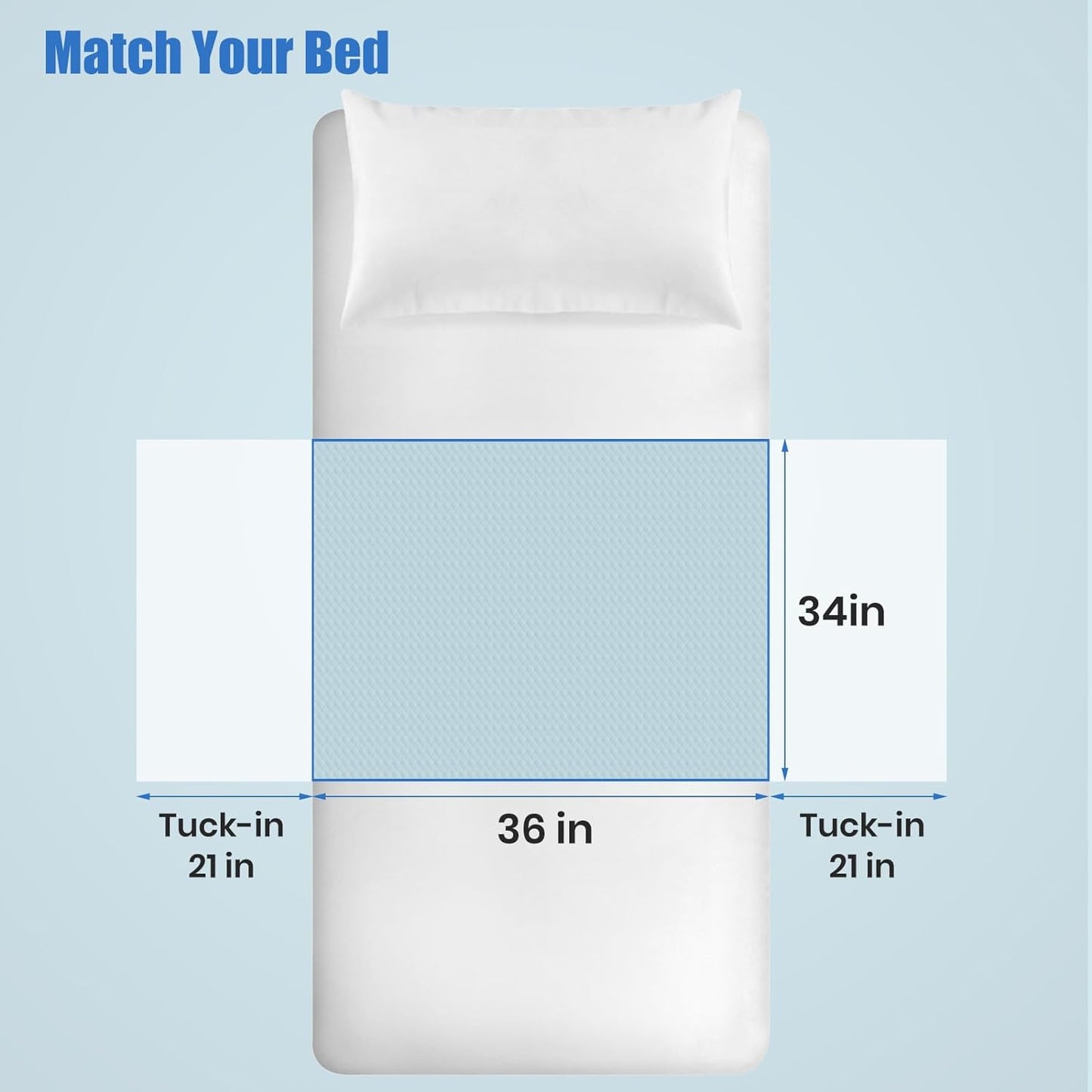 Reusable Bed Pads Washable Waterproof 34x36 inch-Tuckable Bed Pads Nonslip,Cloth Bed Pads for Incontinence Washable Soft,Blue Pads for Incontinence for Adults,Bed Wetting Pads for Kids(Twin Size)