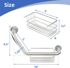 Bathroom Angled Grab Bar with Storage Basket