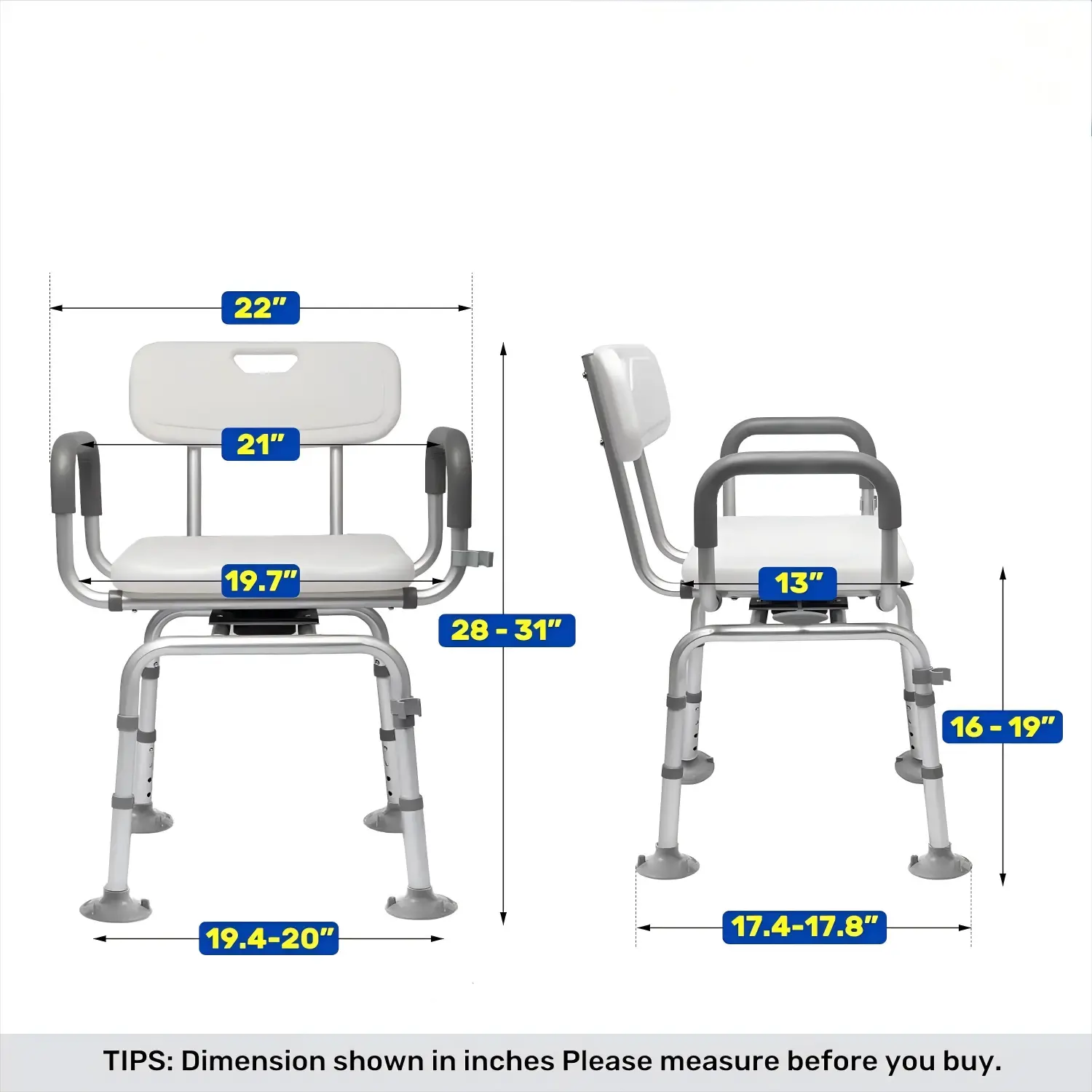 Rotating Showe Rchiar 360° Swivel Shower Chair | Shower Chair for Inside Tub | Rotating Bath ...