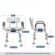 Cold-Proof 360° Swivel Shower Chair with Back And Arms