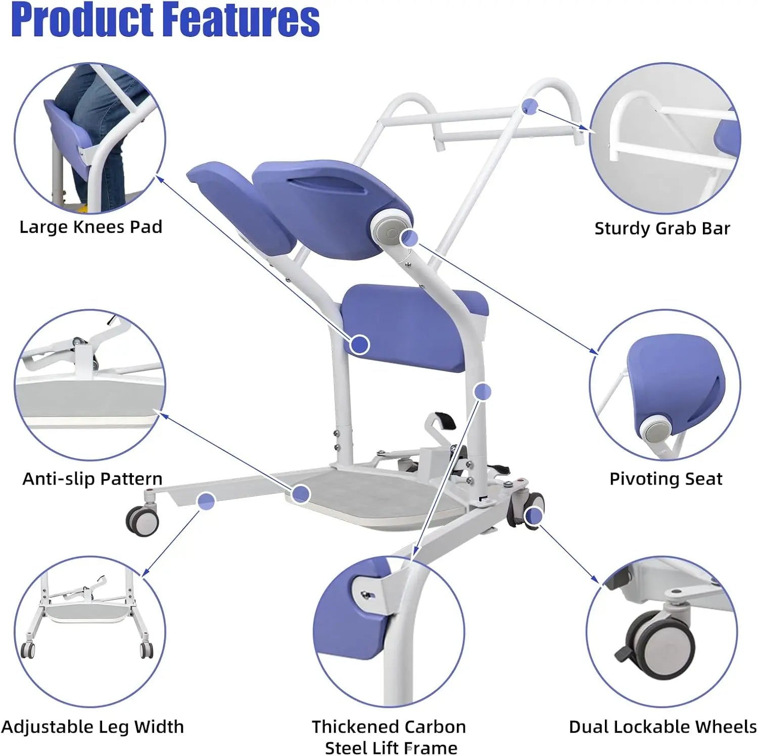Sit-to-Stand Manual Patient Lift with Adjustable Base