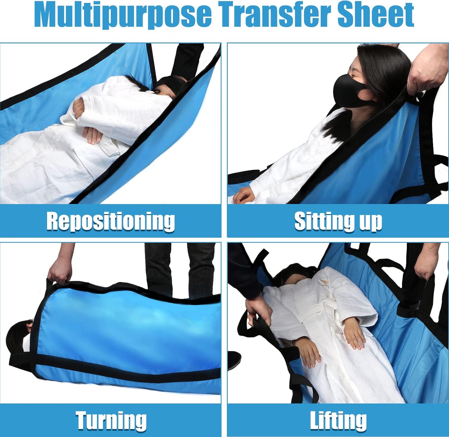 48"x40" Patient Transfer Sheets with Wedge Pillow for Side Sleepers