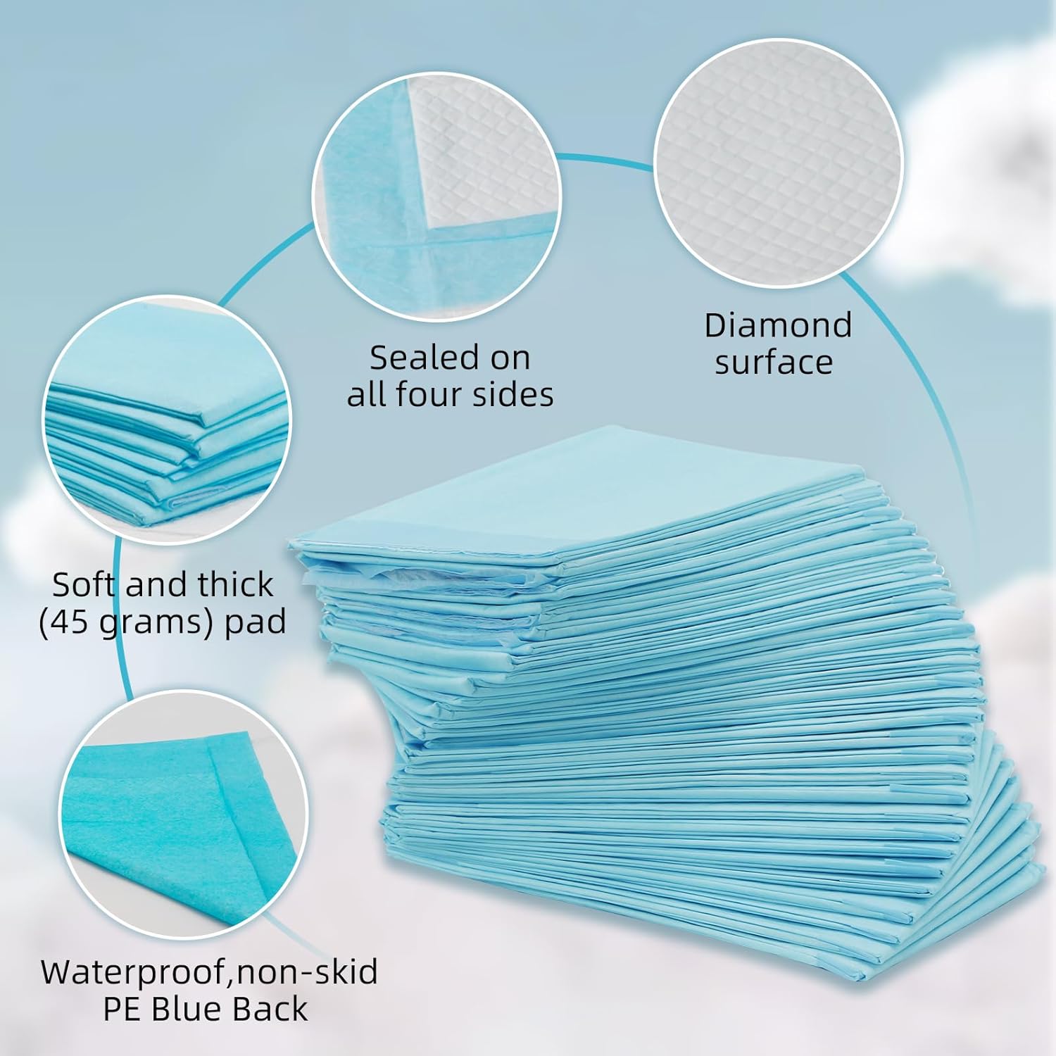 Bed Pads for Incontinence Disposable (30"x36",Pack of 40 , 67g/Piece,5 Layers )Disposable Underpads ,Ultra Absorbent Bulk Heavy Duty,Disposable Diaper Changing Pads,Pee Pads Extra Large,Pads for Beds