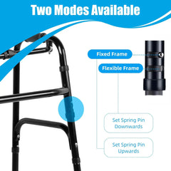Black Lightweight Folding Walker with Wheels