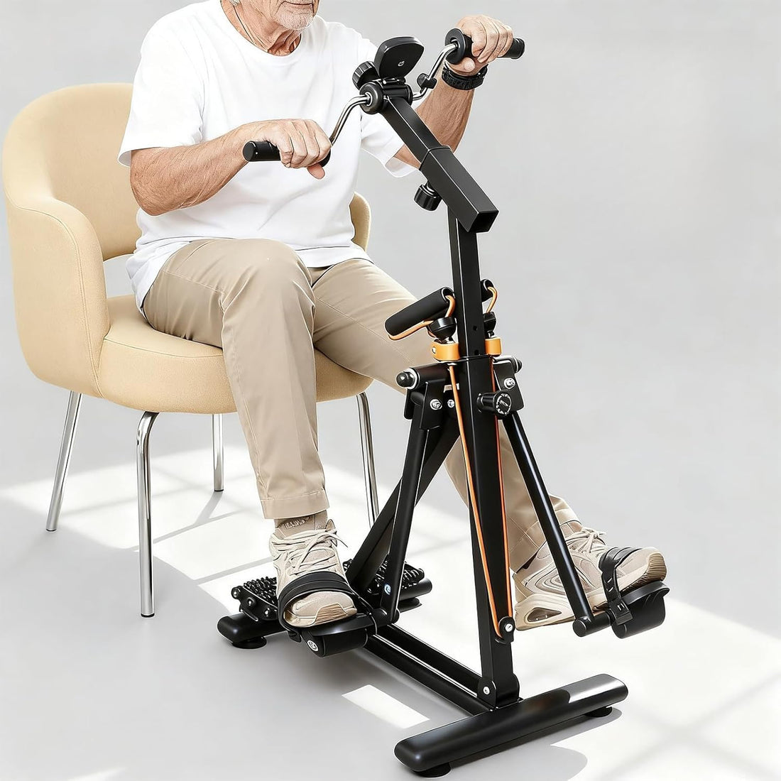 Arm and Leg Folding Pedal Exerciser for Senior, Adjustable Resistance