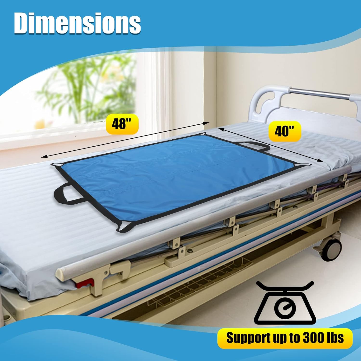 48"x40" Patient Transfer Sheets with Wedge Pillow for Side Sleepers