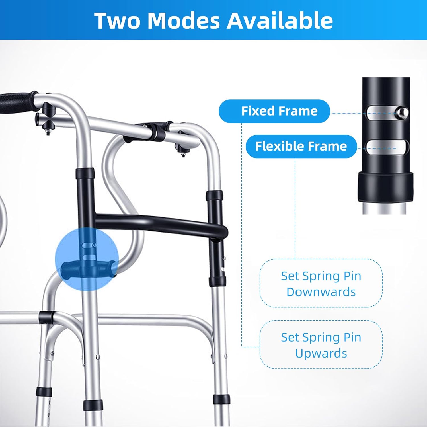 Folding Walker with 2 Wheels & Walker Bags for Folding Walker