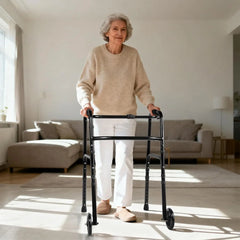 Black Lightweight Folding Walker with Wheels