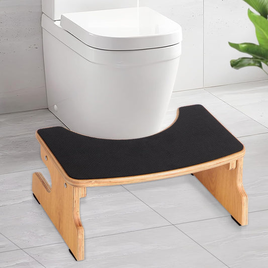 Wooden Toilet Stool Squat Adult, Broad-Base Design Dual Anti-Slip Squatting Toilet Stool, Extra Thick Multi-Layer Wood Toilet Stool Squat Adult & Kid, Bathroom Potty Stool, 350 Lbs Capacity