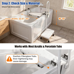 3-in-1 Bathtub Safety Handrail with Step Stool and Seat For Seniors