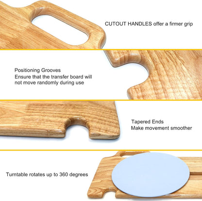 Transfer Board Patient Slide Assist Device for Transferring Patient Elderly, and Disabled from Wheelchair to Bed, Toilet, Bathtub, Car Wooden Sliding Boards Platform (33" x 12 x 0.8")