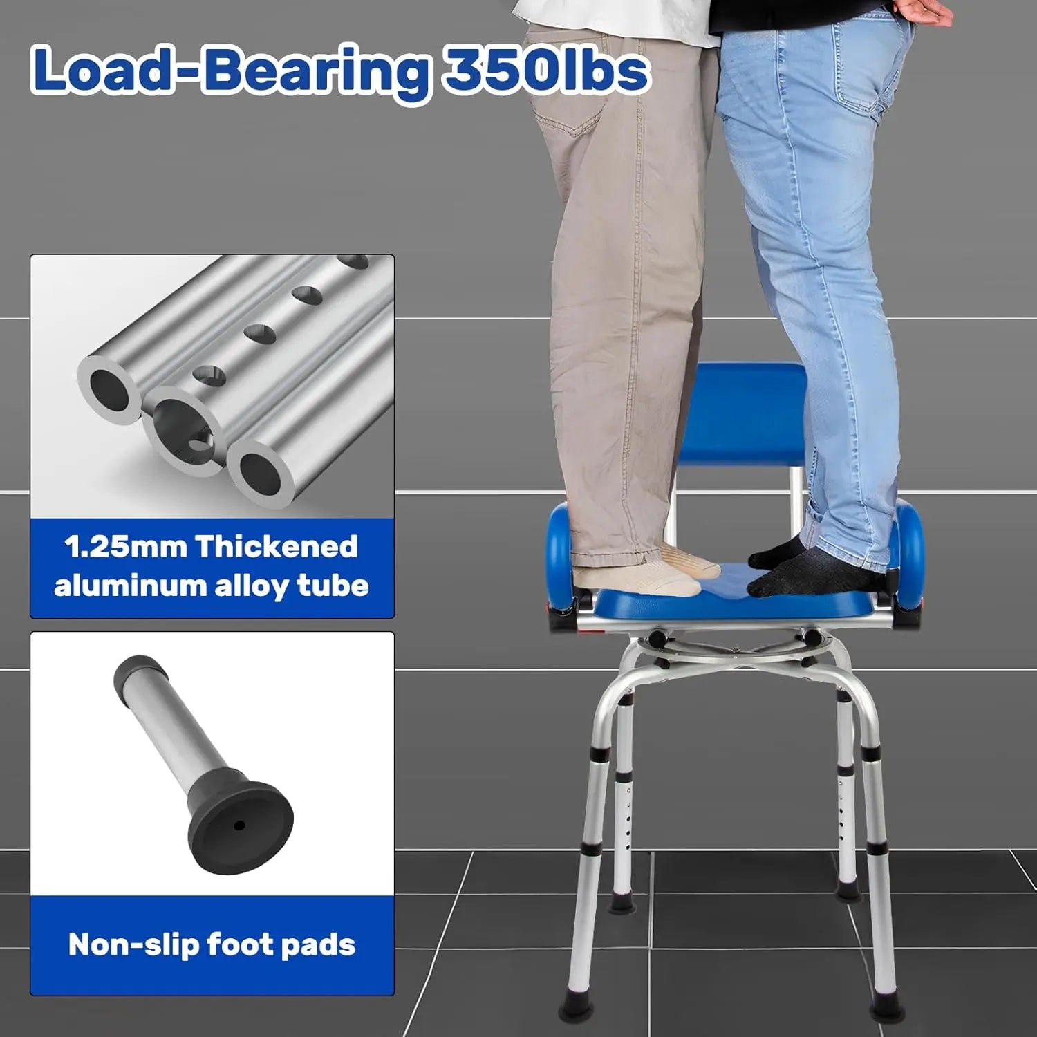 Non-Slip 360° Swivel Shower Chair with Hole And Arms