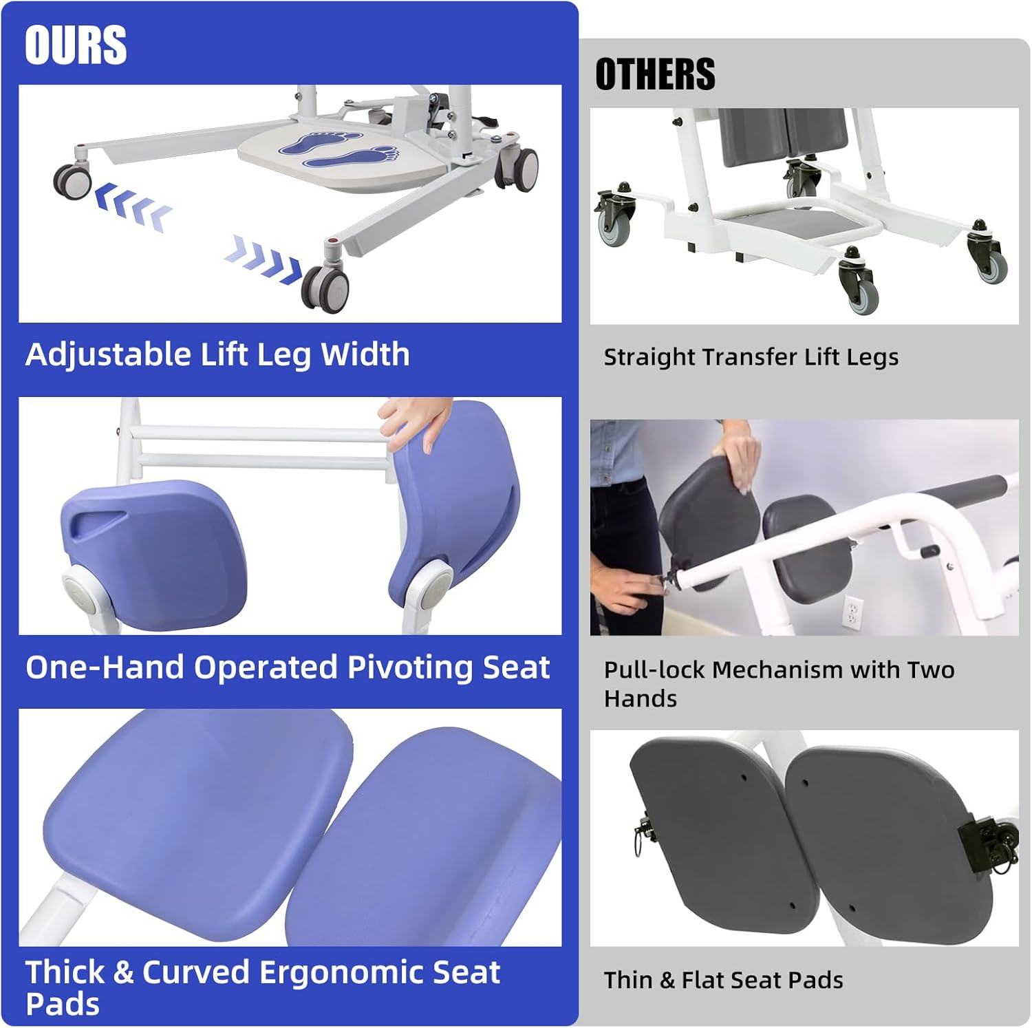 Sit to Stand Lift, Manual Patient Lift with Adjustable Chassis, Transfer Lift Aid for Wheelchair & Toilet, Heavy Duty Handicap Lift Assist for Home, 400 Pound Weight Capacity