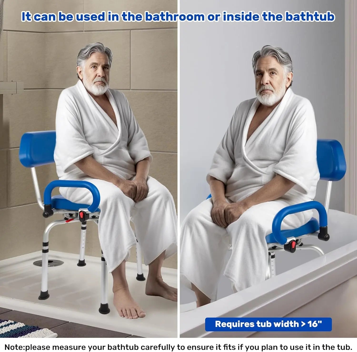 Non-Slip 360° Swivel Shower Chair with Hole And Arms