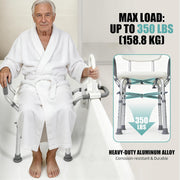 Aluminum shower chair with bathtub clamp and non-slip rubber feet