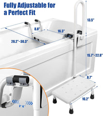 3-in-1 Bathtub Safety Handrail with Step Stool and Seat For Seniors