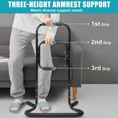 Portable Black Aluminium Stand Up Lift Assist from Floor with Anti-Slip Protector