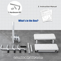 3-in-1 Bathtub Safety Handrail with Step Stool and Seat For Seniors