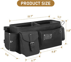 Walker Pouch for Folding Walker - 16"L x 8.5"W x 8"H Thickened Oxford Walker Basket for Stand Up Walker, Durable Walker Bag with Cup Holder for Walker, with Multifunctional Storage Pocket, Black