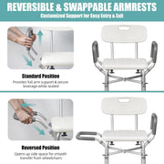 Shower chair seat and armrest detail