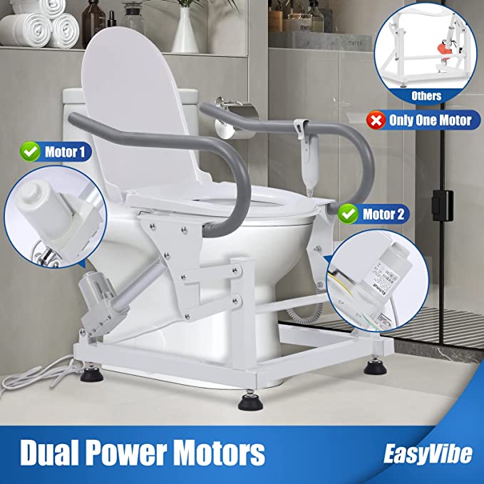 Electric Dual Motors Elevated Toilet Seat Lift with Handles