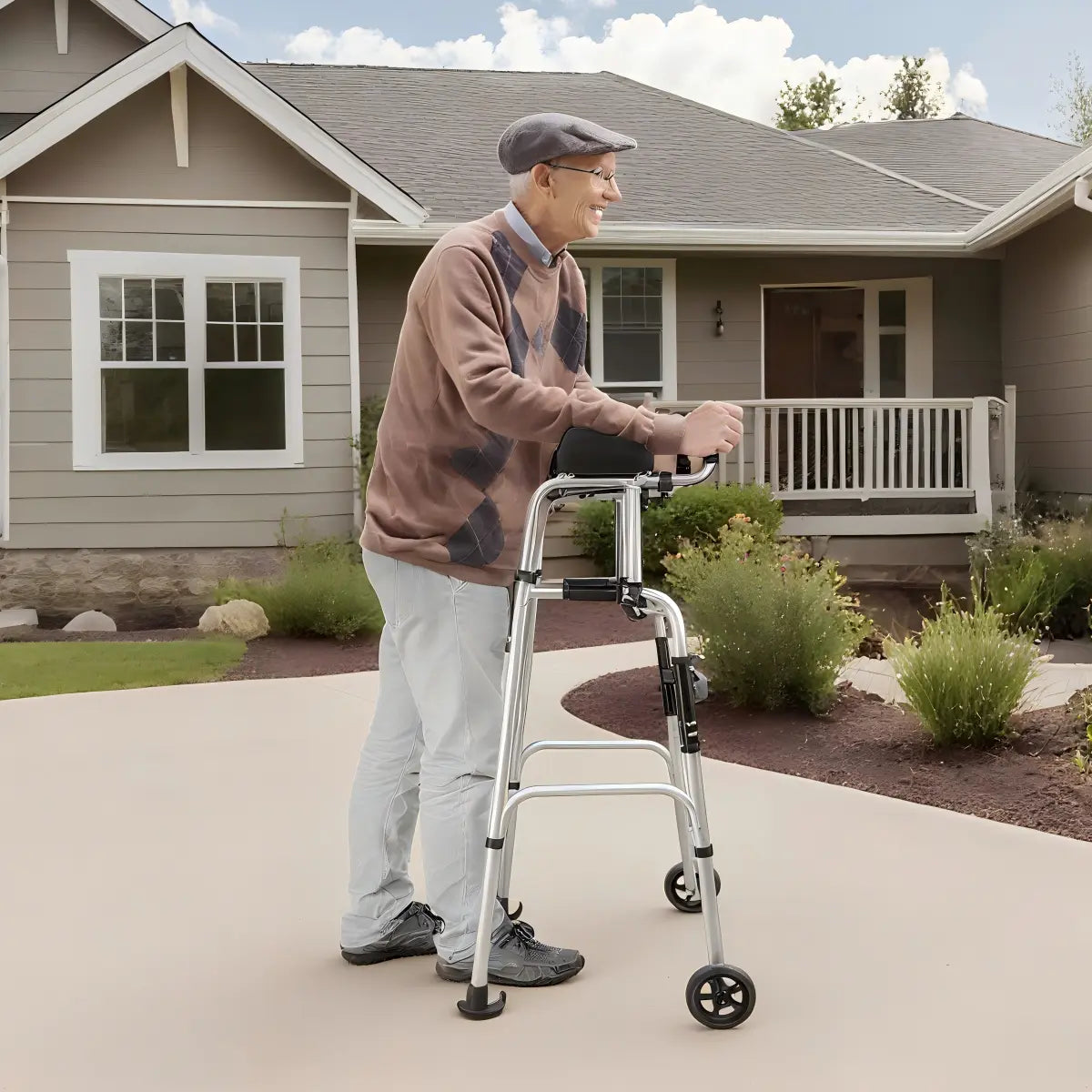 Lightweight Foldable Stand Up Walker with Armrest Pad