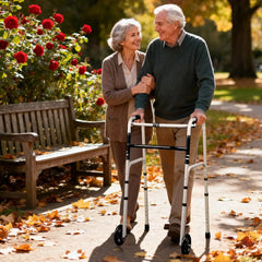 Silver Lightweight 8-Level Senior Walker with Storage Bag