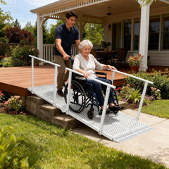 Foldable Heavy Duty Wheelchair Ramp with Handrails