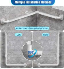 17.5x29 Inch L-Shaped Heavy Duty Non-Slip Wall Mount Grab Bar