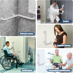 15x23 Inch L-Shaped Heavy Duty Non-Slip Wall Mount Handicap Grab Bar