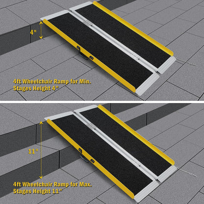 Portable Wheelchair Ramp 4FT, 48.6" L x 31.5" W Folding Wheelchair Ramps, 800 LBS Capacity Handicap Ramp with Non-Slip Surface, Wheelchair Ramps for Home, Steps, Stairs, Doorways, Curbs