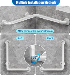 15x23 Inch L-Shaped Heavy Duty Non-Slip Wall Mount Handicap Grab Bar