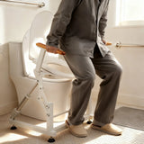 Electric Sit to Stand Lift Toilet Seat with Wooden Arms