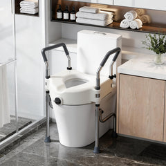 Adjustable 4.5" Raised Toilet Seat with Arms and Legs