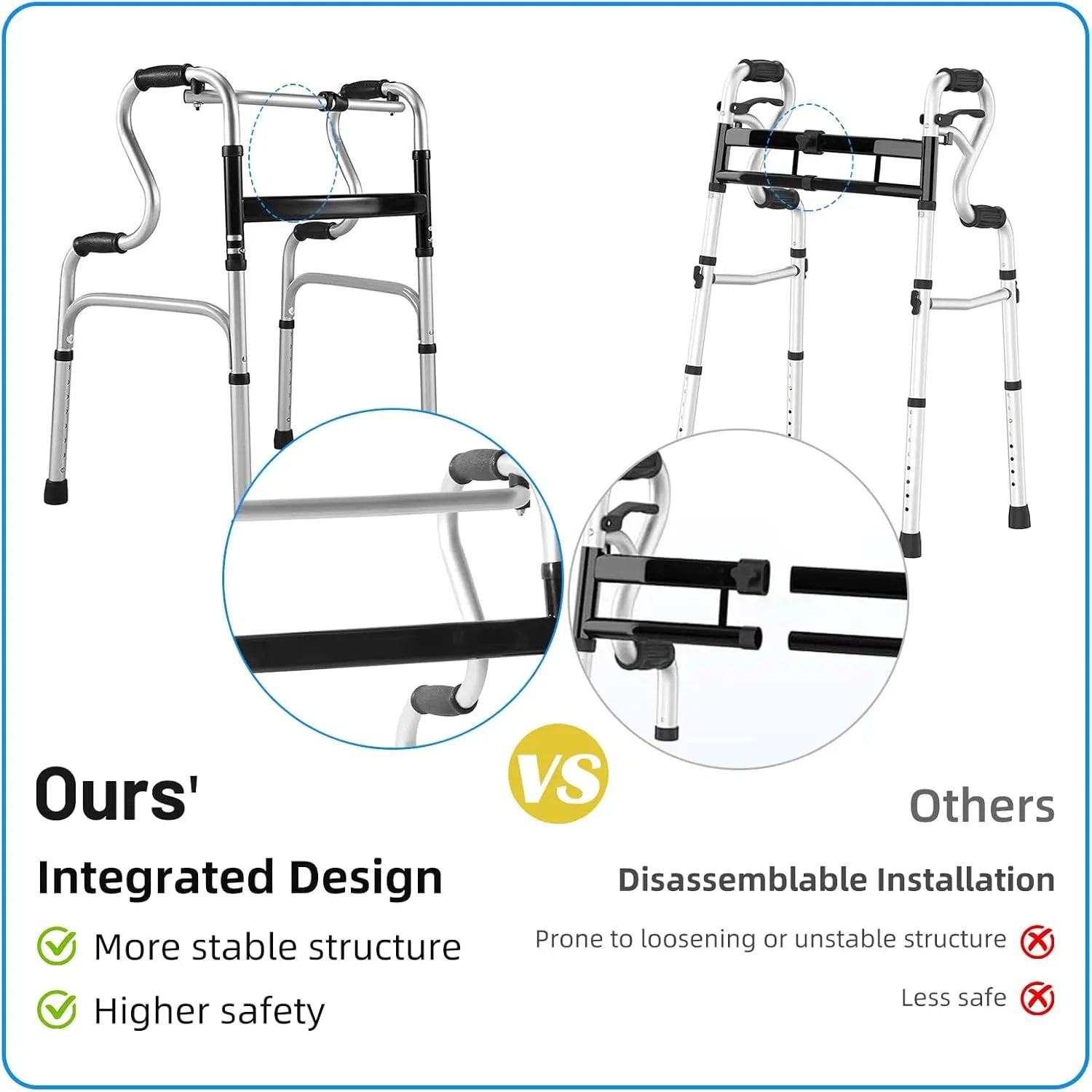 Adjustable Dual Mode Stand Up Walker for Seniors