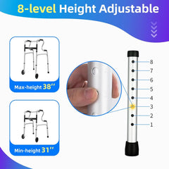 Adjustable Dual Mode Stand Up Walker for Seniors