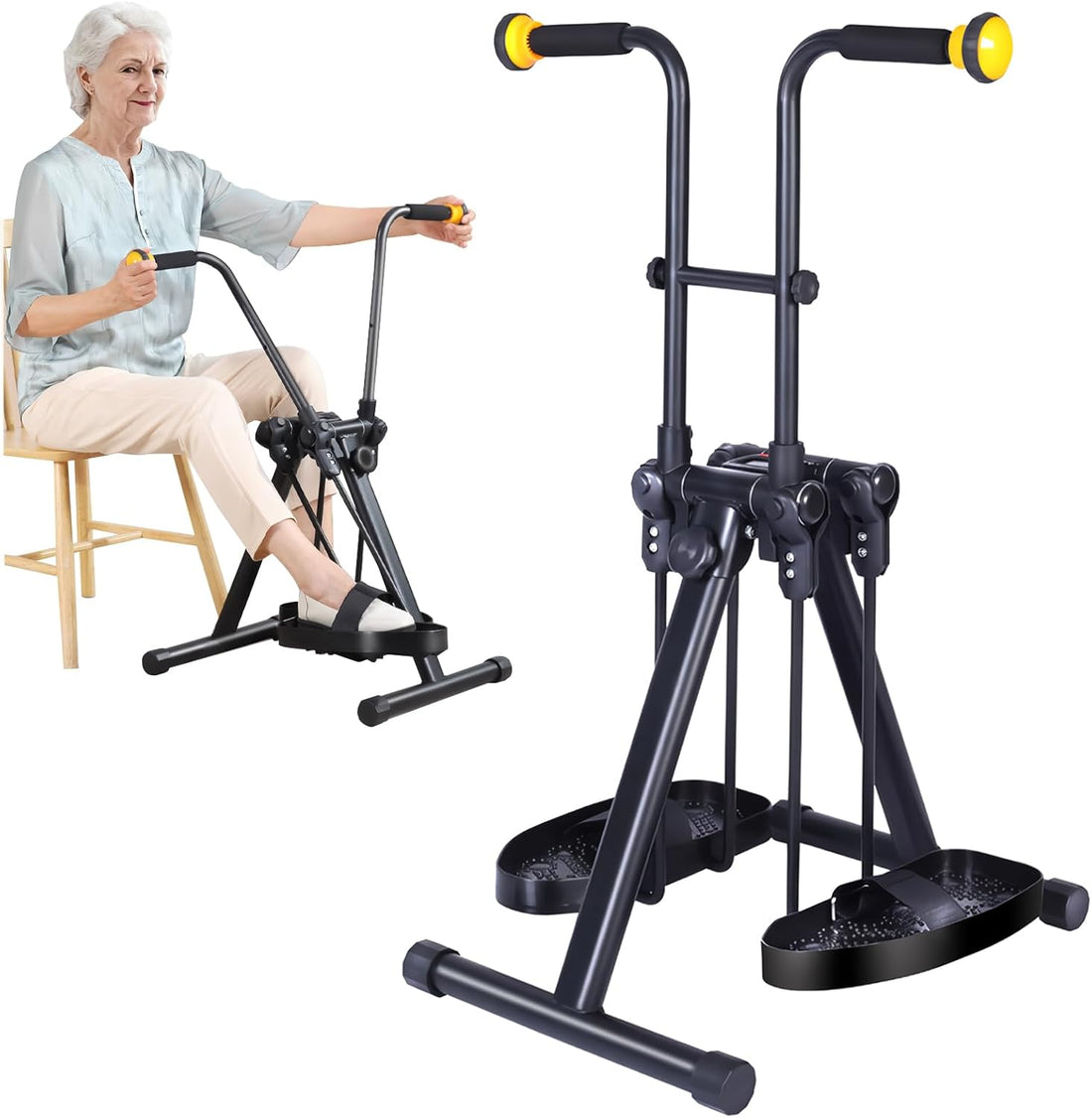 Folding Arm and Leg Pedal Exerciser, Adjustable Resistance, with Anti-Slip & Shock Absorbing Sucker